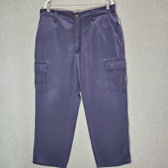 VINTAGE Tyndale Men Pants 38x32 Blue Cargo Flame Resistance Pockets 90s USA - Picture 1 of 11
